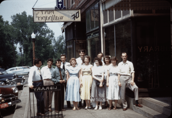Students walking on Main Street
